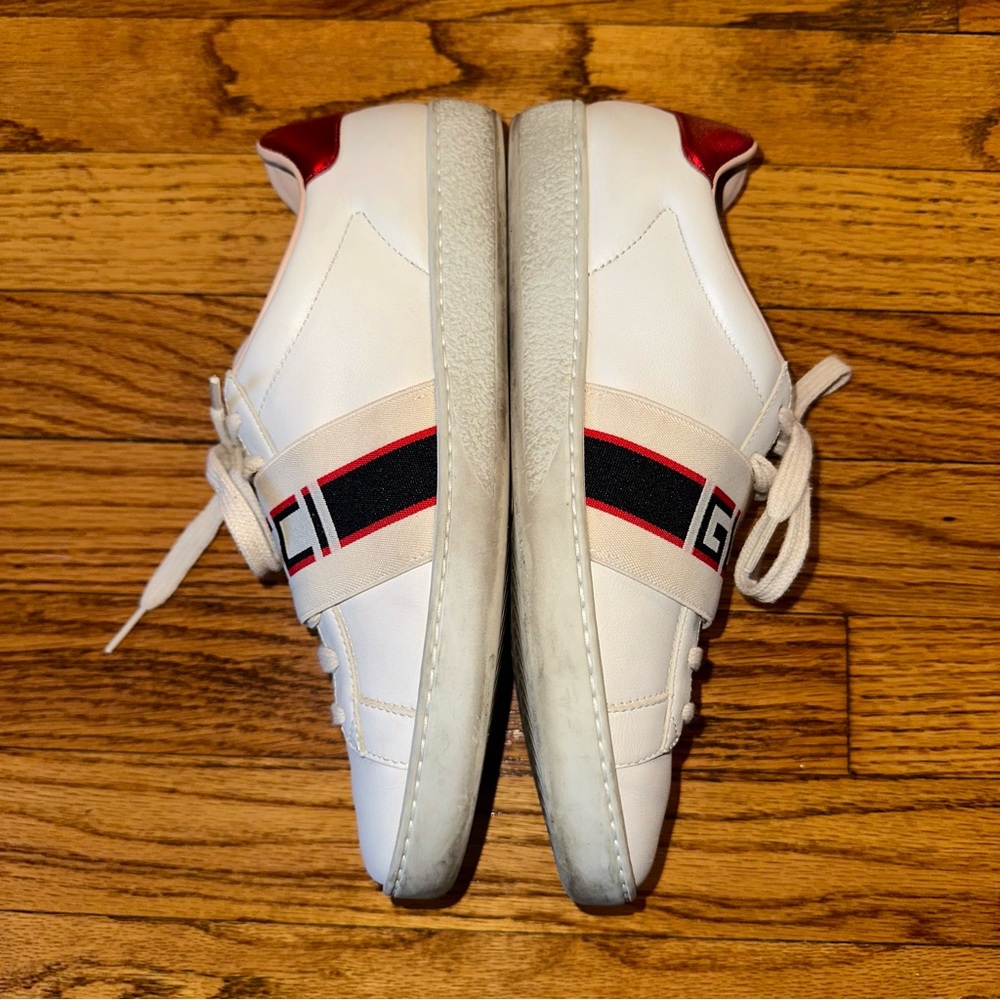GUCCI Ace Stripe Ivory Sneakers White Red Black Leather Women’s size EU 37 - Picture 4 of 13